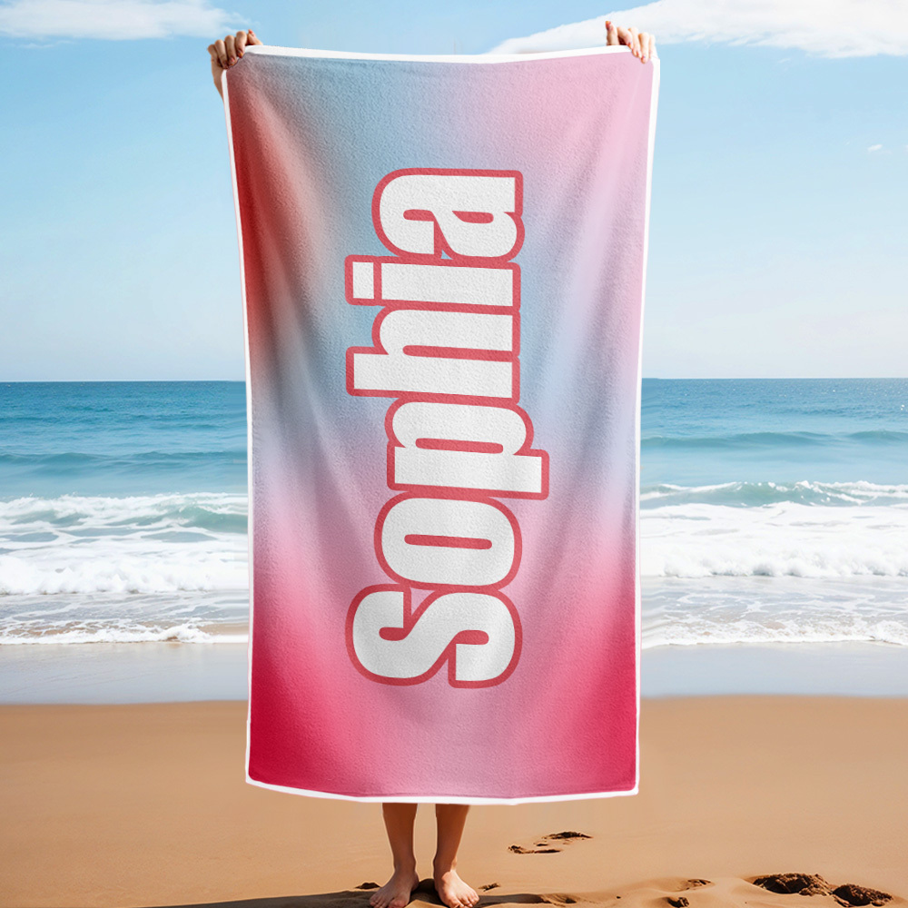 Custom Beach Towel Ombre Custom Name Beach Towel Personalized Gift Towel