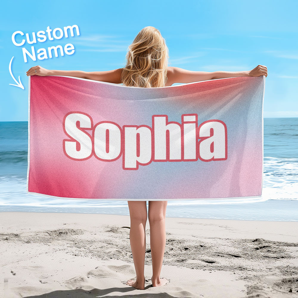 Custom Beach Towel Ombre Custom Name Beach Towel Personalized Gift Towel