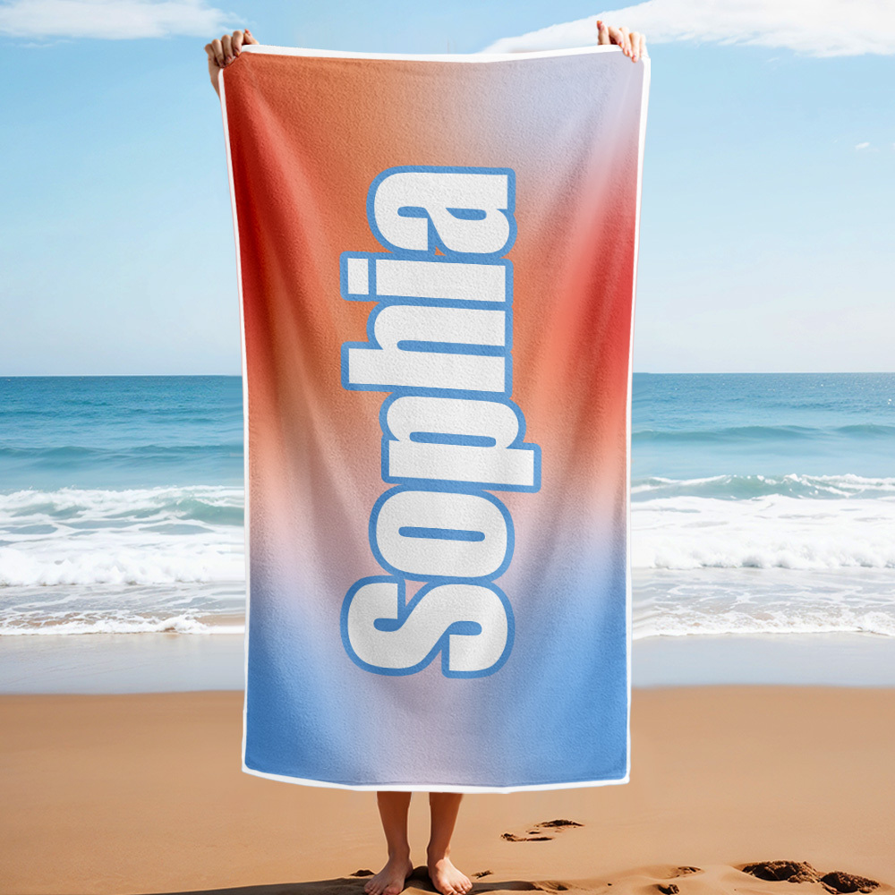 Custom Beach Towel Ombre Custom Name Beach Towel Personalized Gift Towel