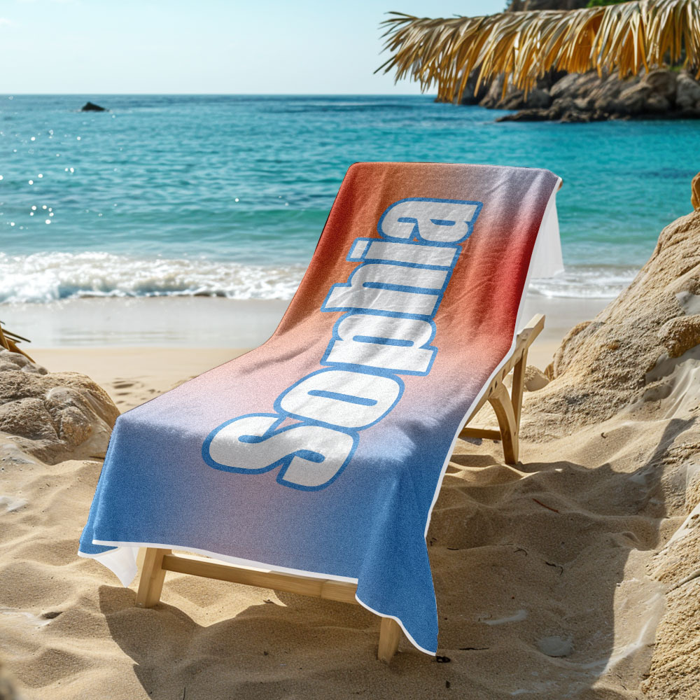 Custom Beach Towel Ombre Custom Name Beach Towel Personalized Gift Towel