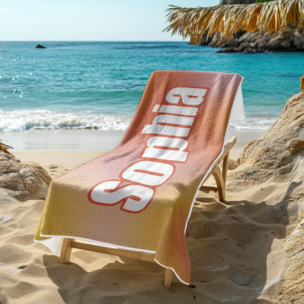 Custom Beach Towel Ombre Custom Name Beach Towel Personalized Gift Towel