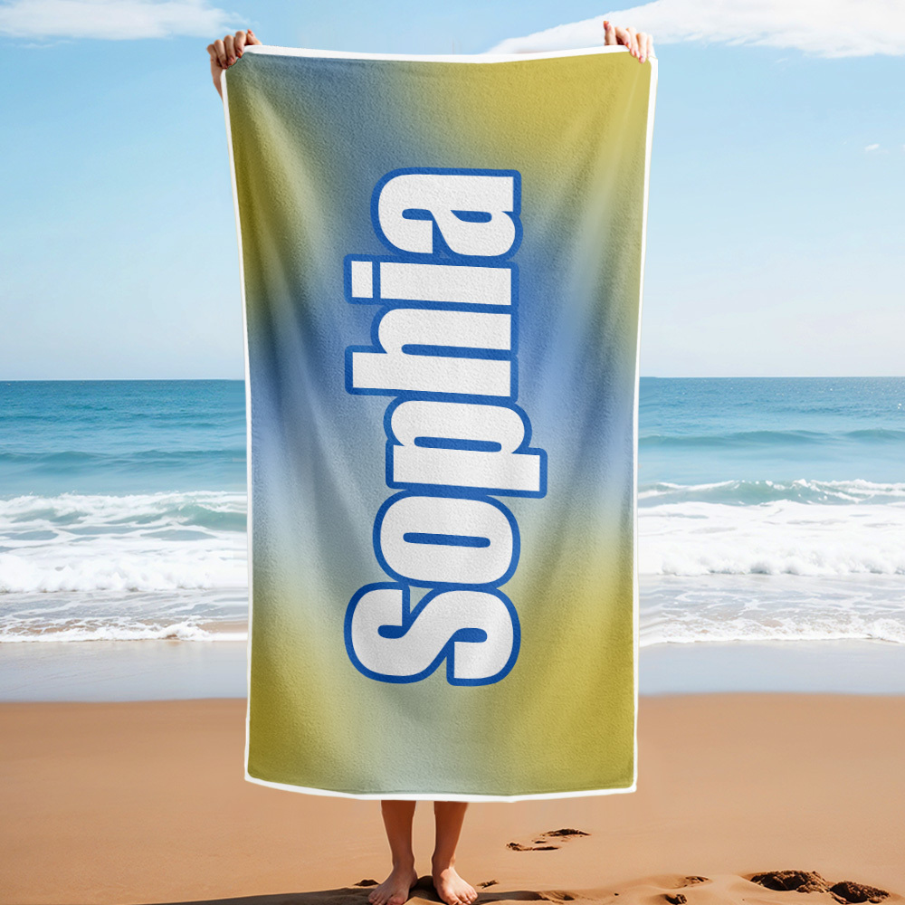 Custom Beach Towel Ombre Custom Name Beach Towel Personalized Gift Towel