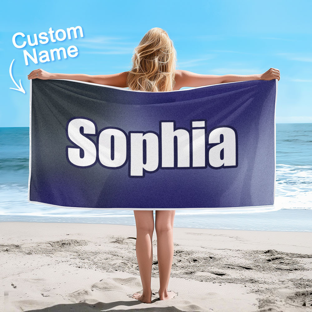 Custom Beach Towel Ombre Custom Name Beach Towel Personalized Gift Towel