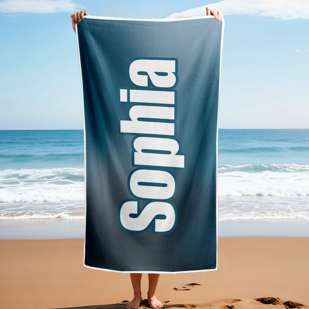 Custom Beach Towel Ombre Custom Name Beach Towel Personalized Gift Towel