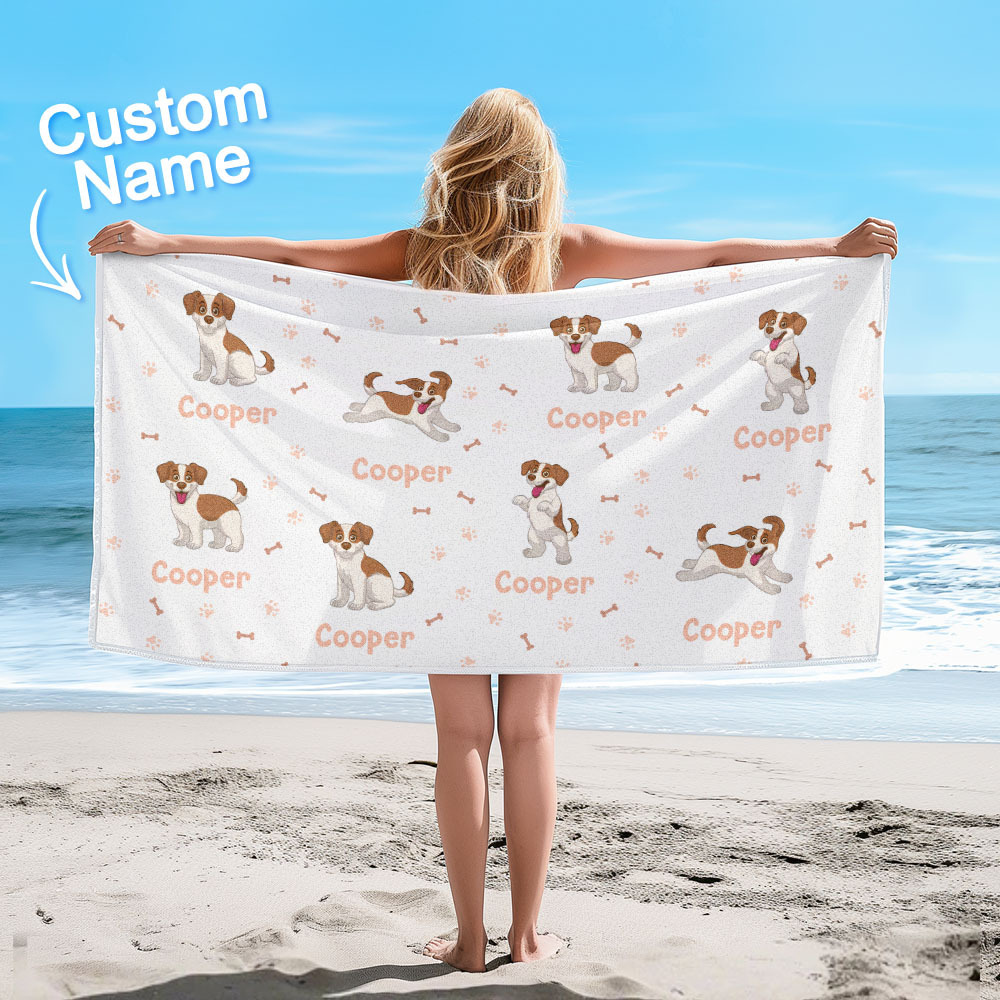 Custom Beach Towel with Dog Design Perfect Summer Gift for Pet Lovers