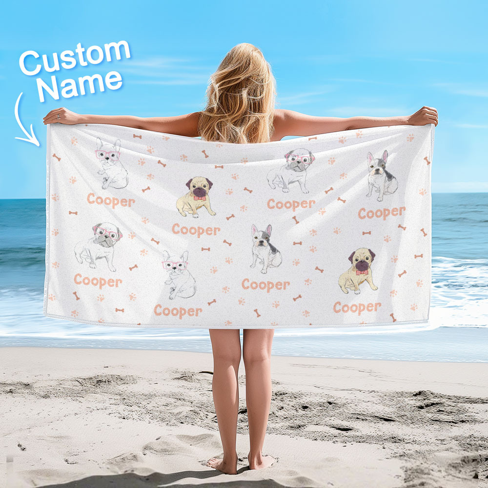 Custom Beach Towel with Dog Design Perfect Summer Gift for Pet Lovers