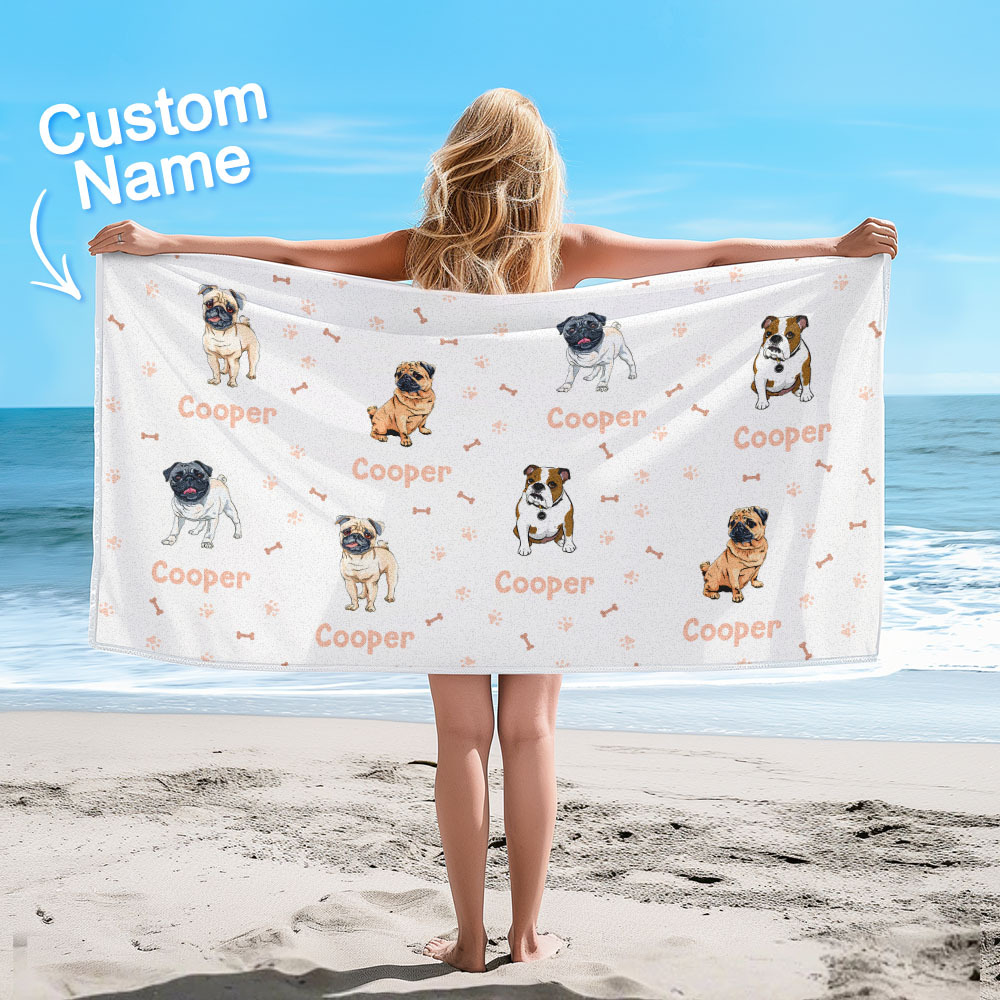 Custom Beach Towel with Dog Design Perfect Summer Gift for Pet Lovers