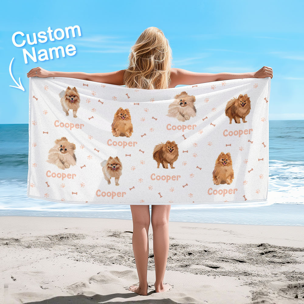Custom Beach Towel with Dog Design Perfect Summer Gift for Pet Lovers