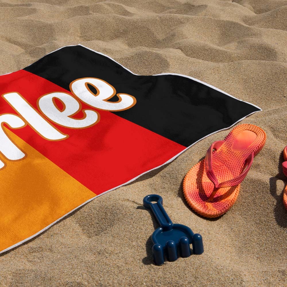 Custom Colorful Beach Towel With Name Personalized Pool Towel Groovy Birthday Vacation Gift