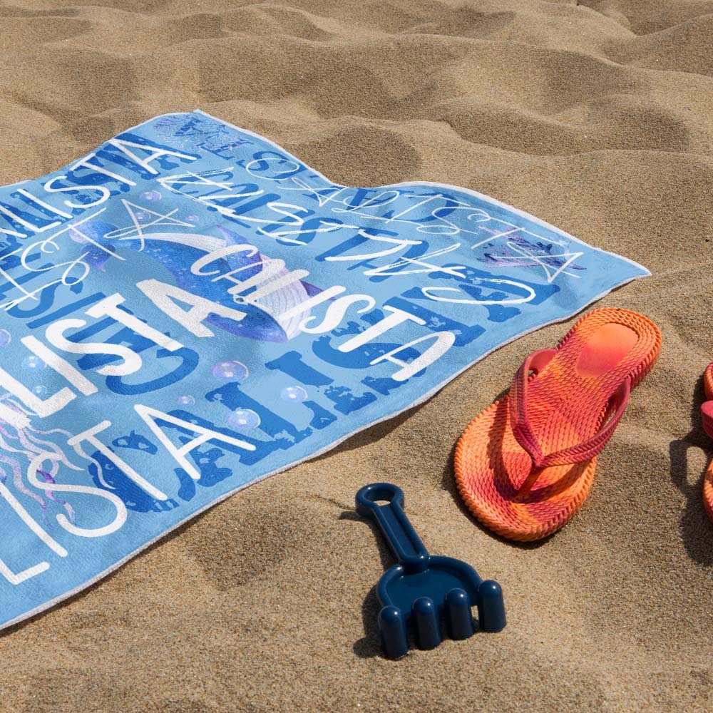Personalized Turtle Beach Towel with Name Custom Monogram Beach Towel