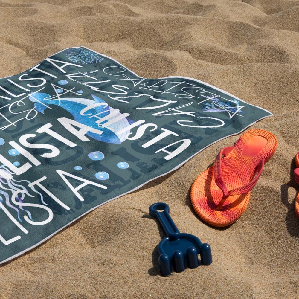 Personalized Turtle Beach Towel with Name Custom Monogram Beach Towel