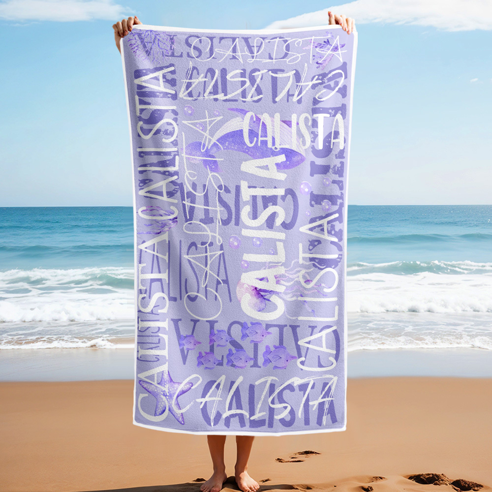 Personalized Turtle Beach Towel with Name Custom Monogram Beach Towel