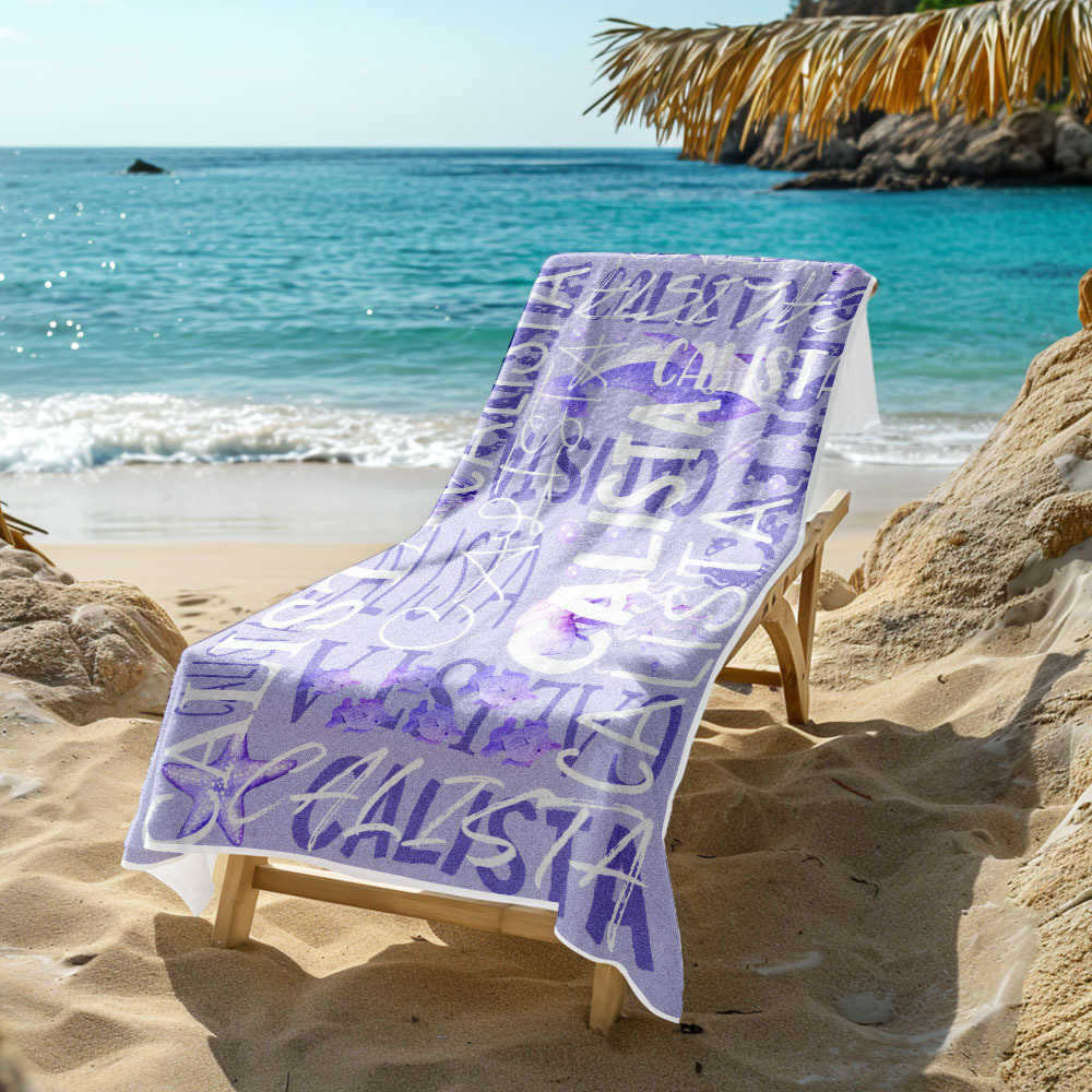 Personalized Turtle Beach Towel with Name Custom Monogram Beach Towel