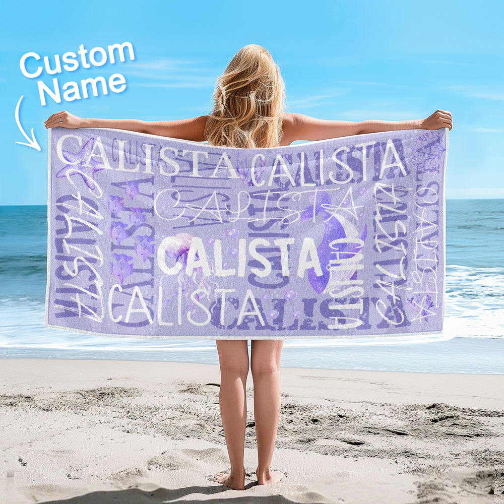 Personalized Turtle Beach Towel with Name Custom Monogram Beach Towel