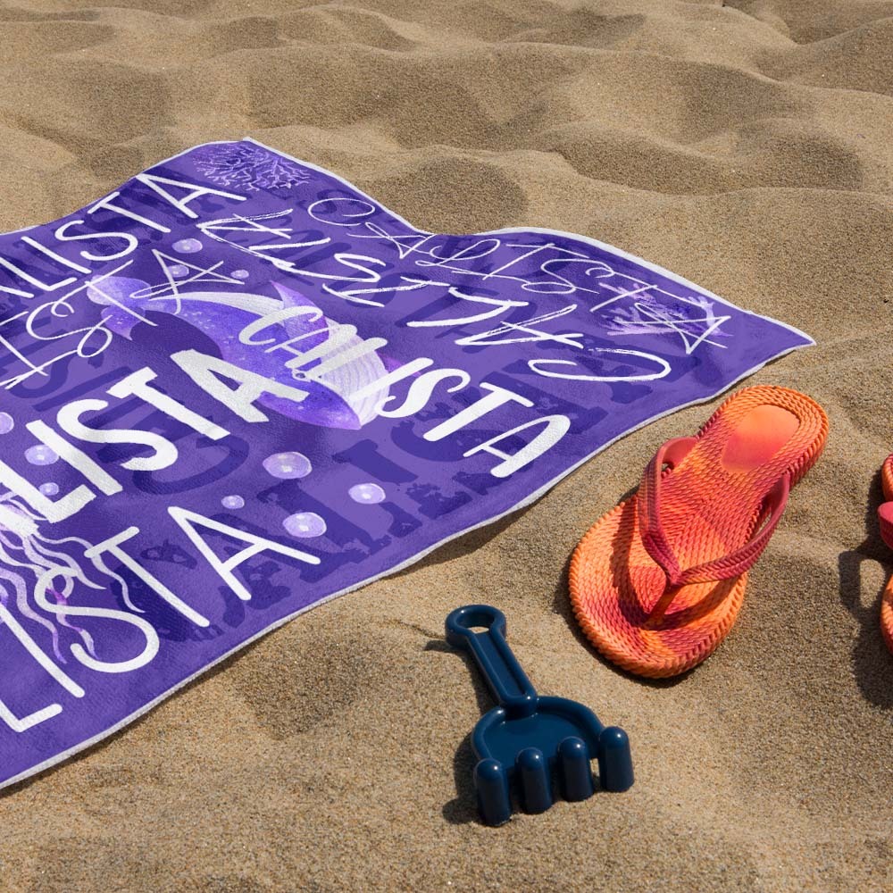 Personalized Turtle Beach Towel with Name Custom Monogram Beach Towel