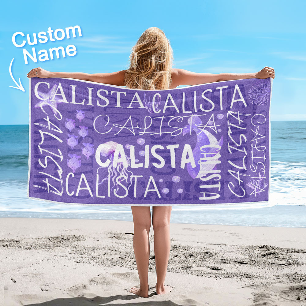 Personalized Turtle Beach Towel with Name Custom Monogram Beach Towel