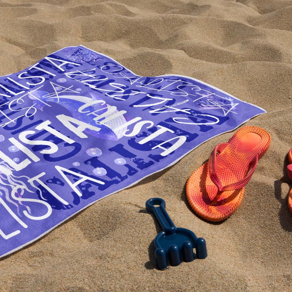 Personalized Turtle Beach Towel with Name Custom Monogram Beach Towel
