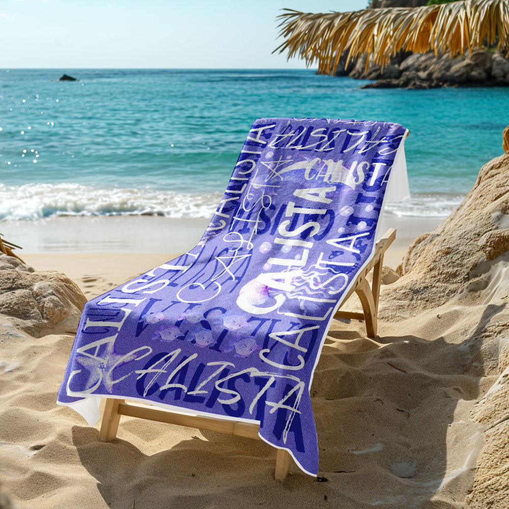 Personalized Turtle Beach Towel with Name Custom Monogram Beach Towel