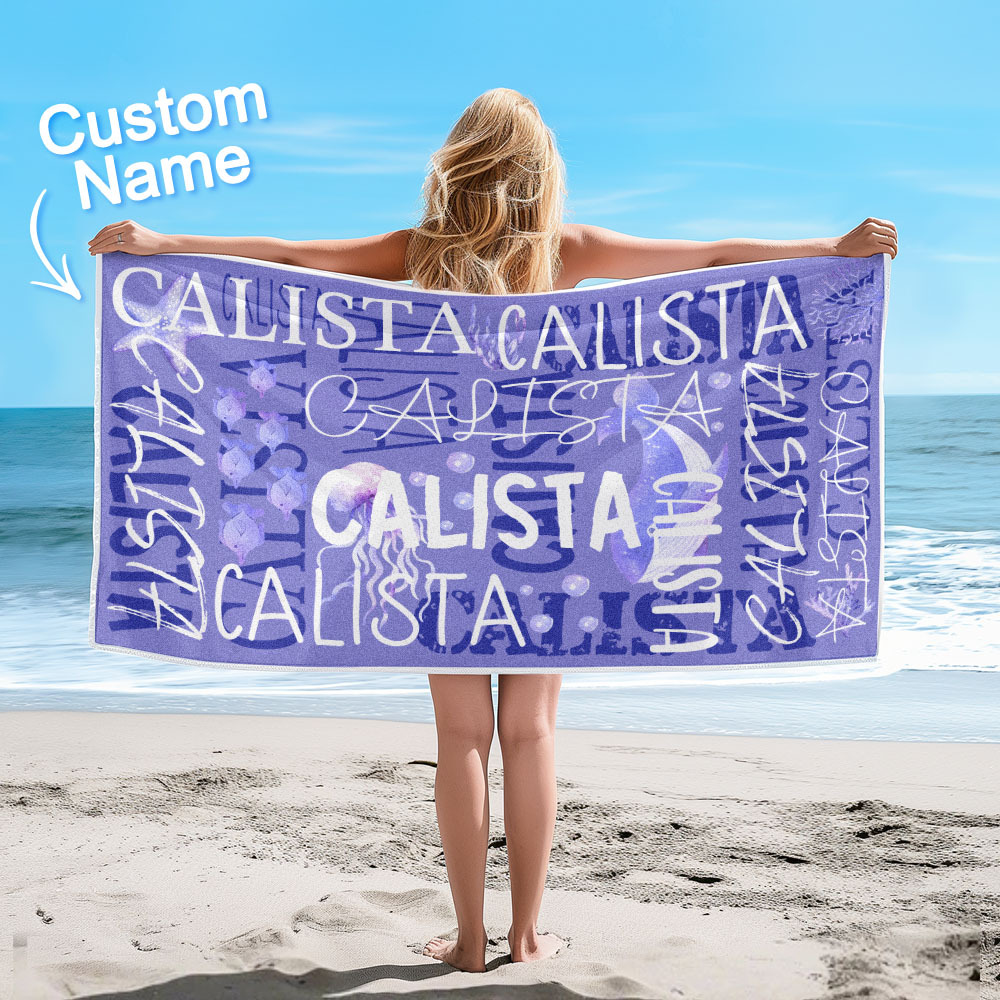 Personalized Turtle Beach Towel with Name Custom Monogram Beach Towel
