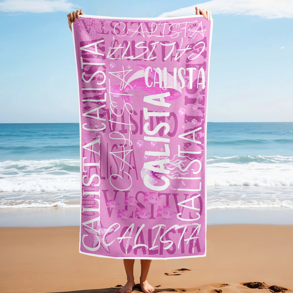Personalized Turtle Beach Towel with Name Custom Monogram Beach Towel