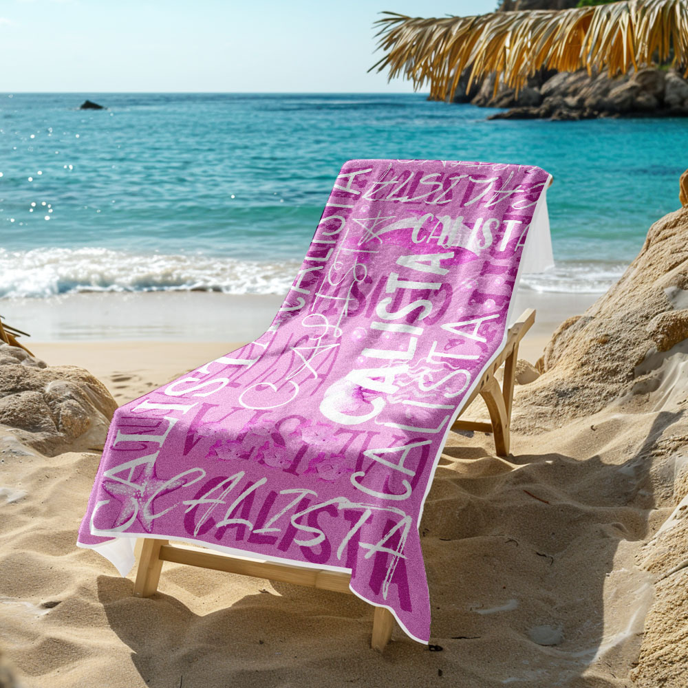 Personalized Turtle Beach Towel with Name Custom Monogram Beach Towel