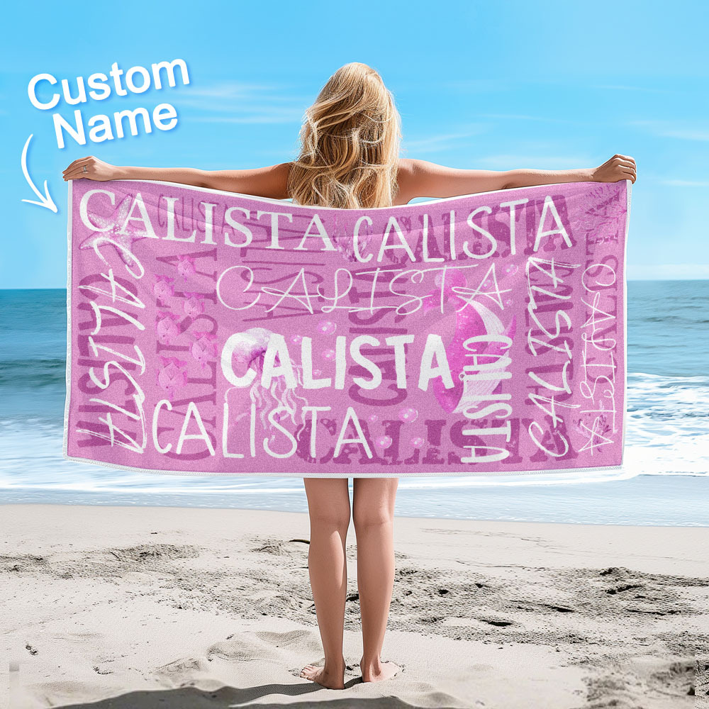 Personalized Turtle Beach Towel with Name Custom Monogram Beach Towel