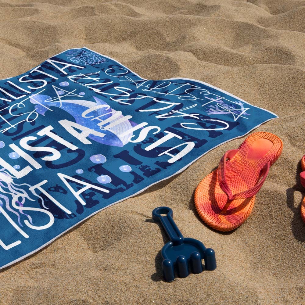 Personalized Turtle Beach Towel with Name Custom Monogram Beach Towel