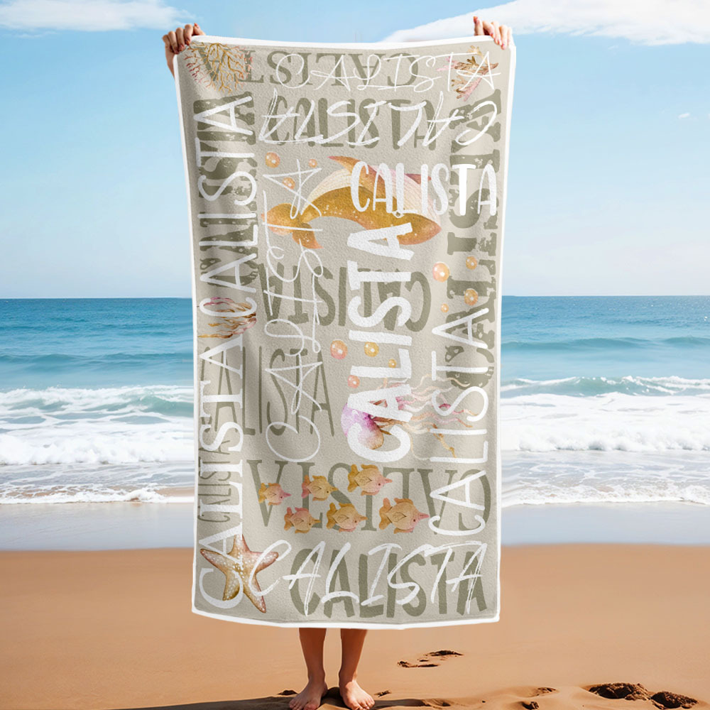 Personalized Turtle Beach Towel with Name Custom Monogram Beach Towel