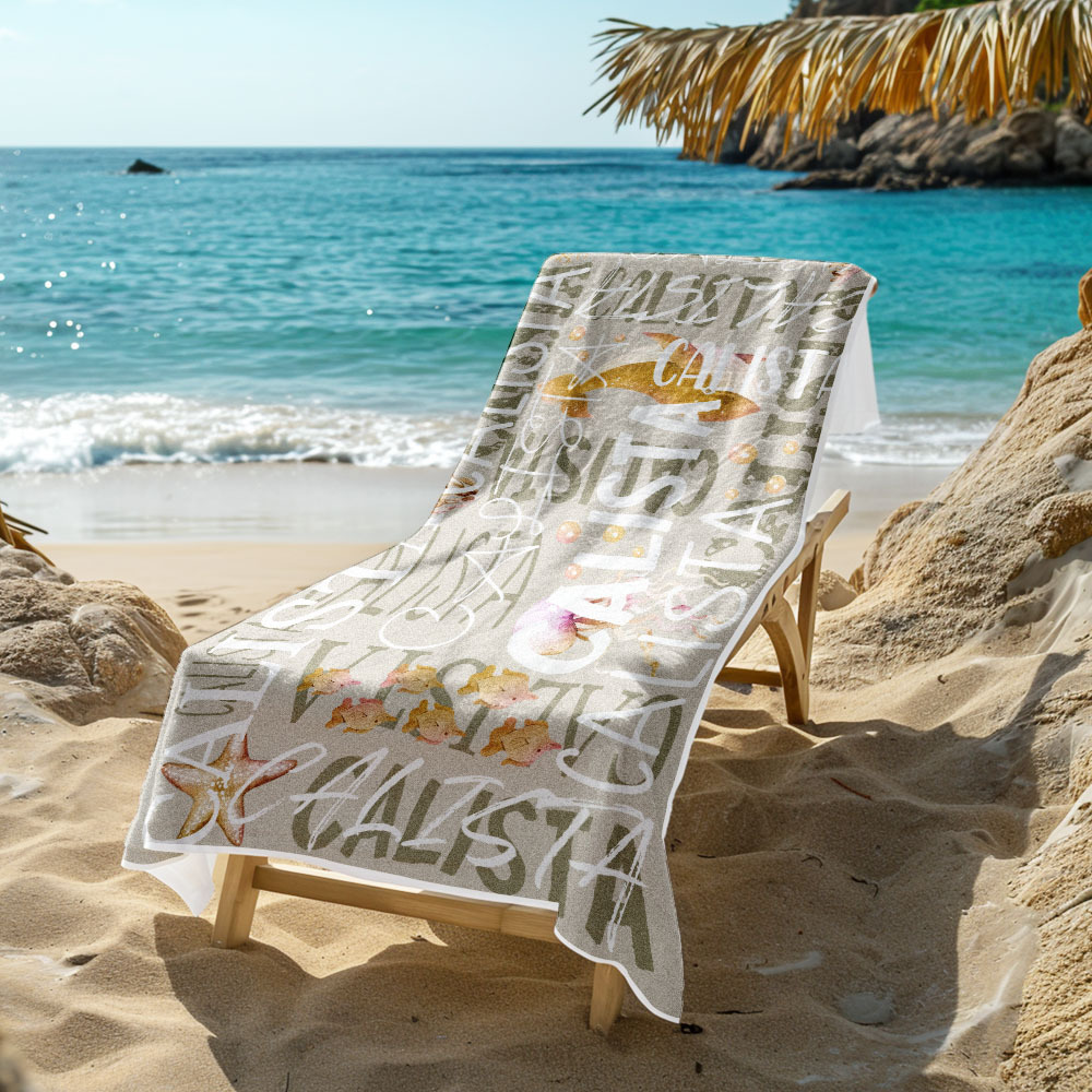 Personalized Turtle Beach Towel with Name Custom Monogram Beach Towel