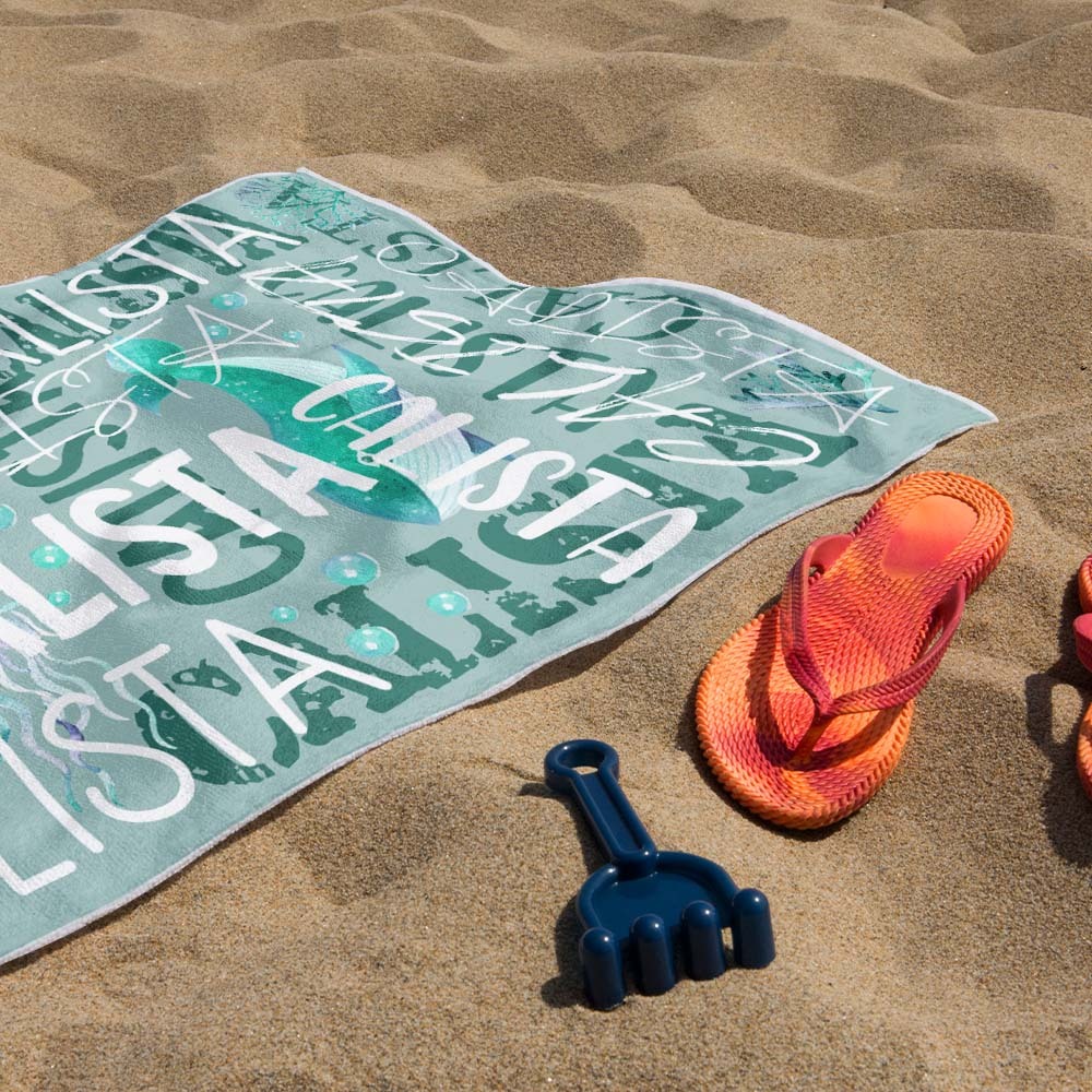Personalized Turtle Beach Towel with Name Custom Monogram Beach Towel