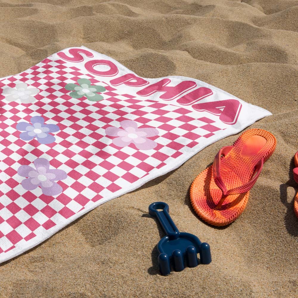 Personalized Floral Beach Towel Retro Multi Style Vacation Gifts