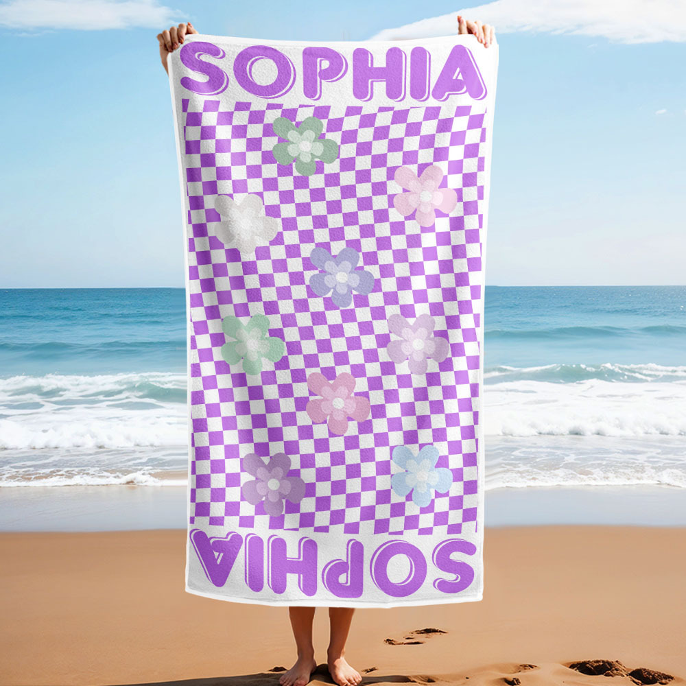 Personalized Floral Beach Towel Retro Multi Style Vacation Gifts