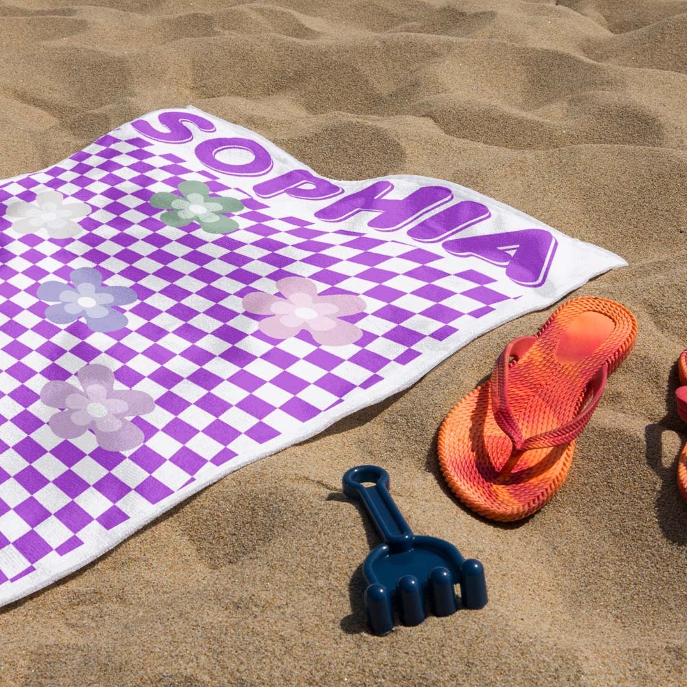 Personalized Floral Beach Towel Retro Multi Style Vacation Gifts