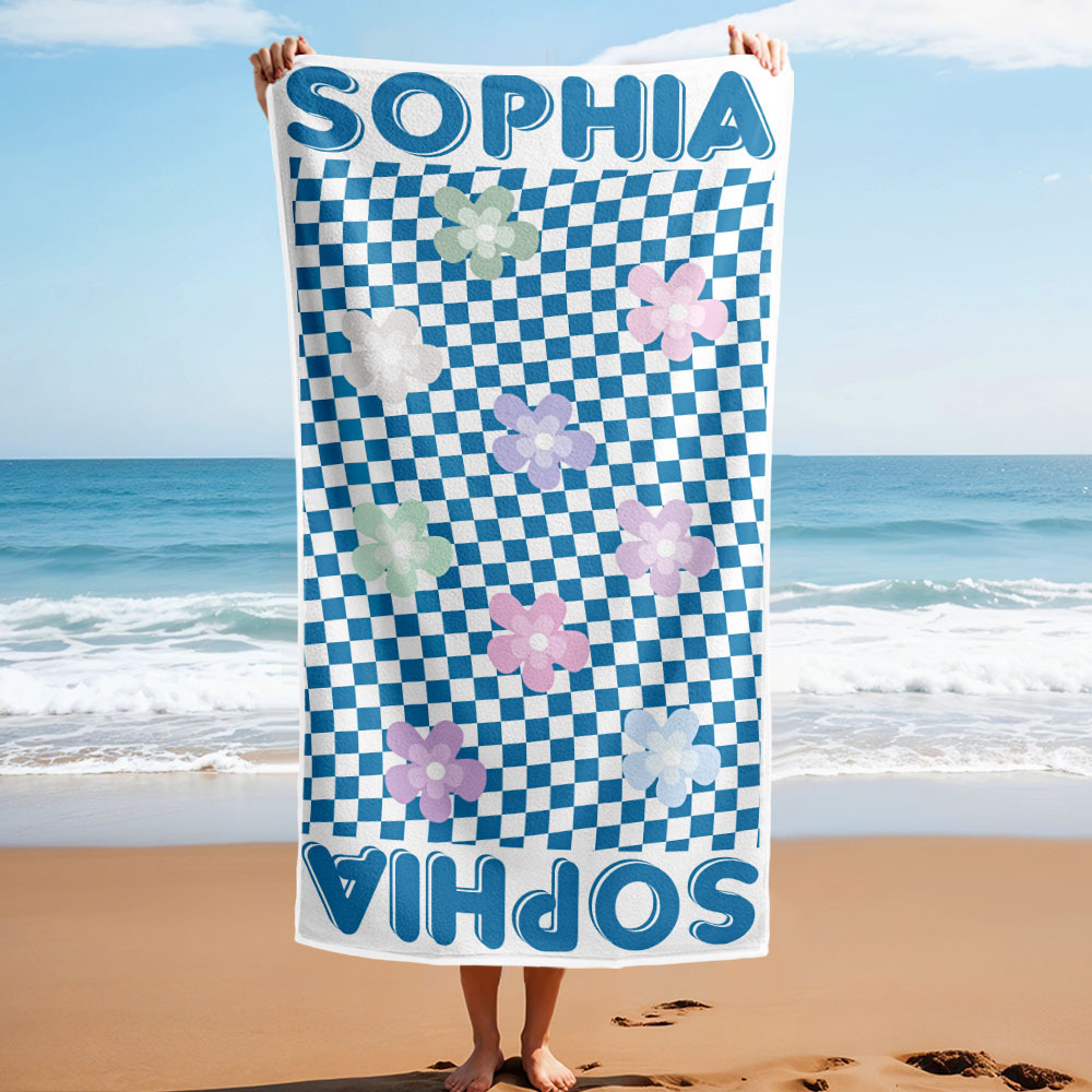 Personalized Floral Beach Towel Retro Multi Style Vacation Gifts