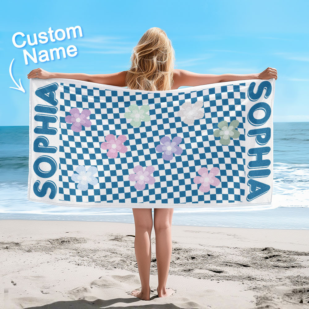 Personalized Floral Beach Towel Retro Multi Style Vacation Gifts
