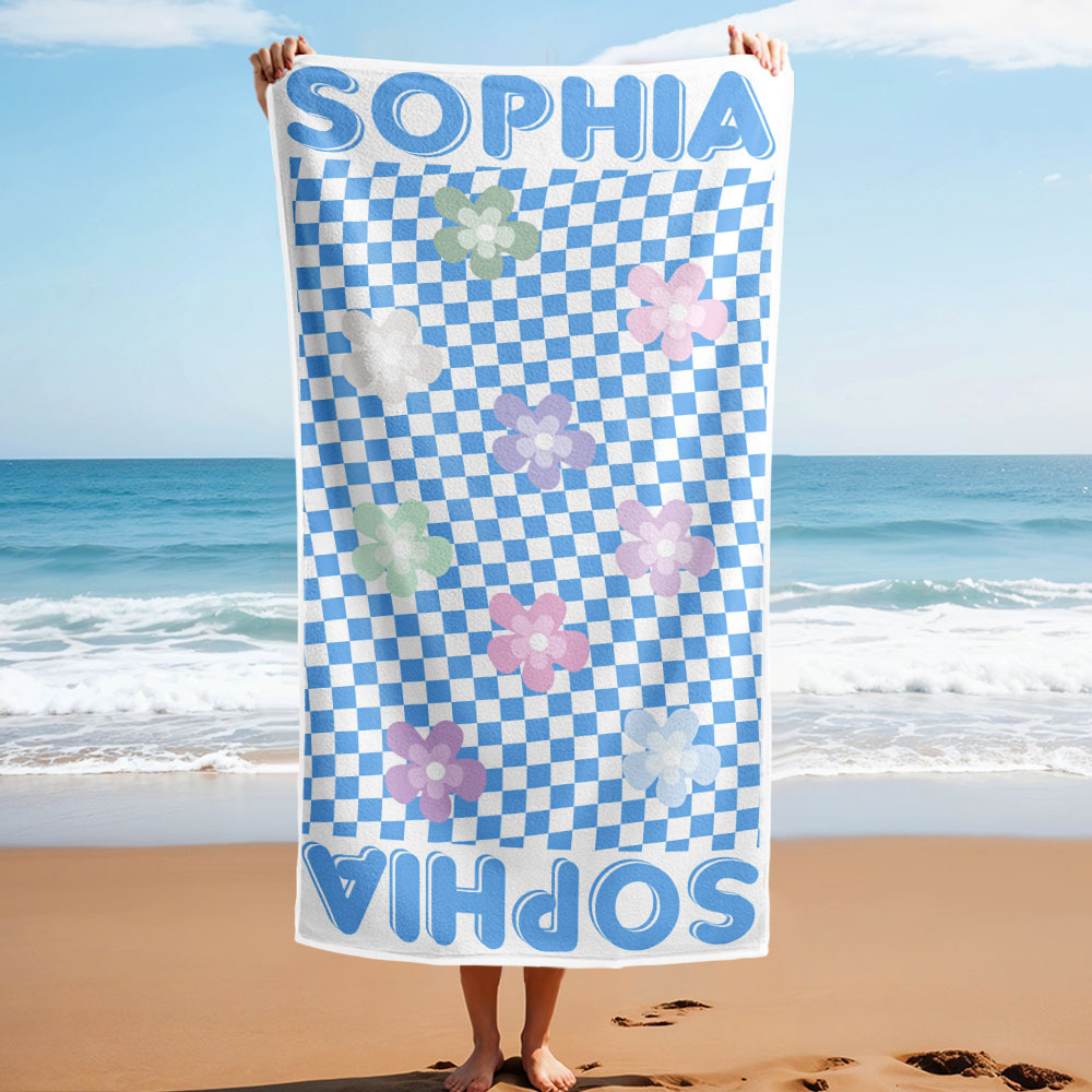 Personalized Floral Beach Towel Retro Multi Style Vacation Gifts