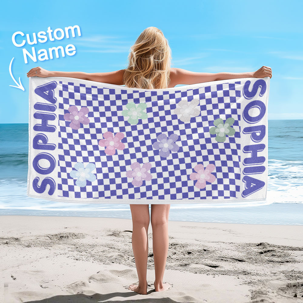 Personalized Floral Beach Towel Retro Multi Style Vacation Gifts