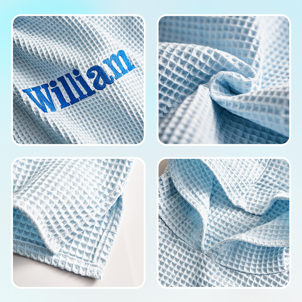 Personalized Embroidery Kids Waffle Beach Towel Ponchofor Summer & Beach - Get Photo Blanket