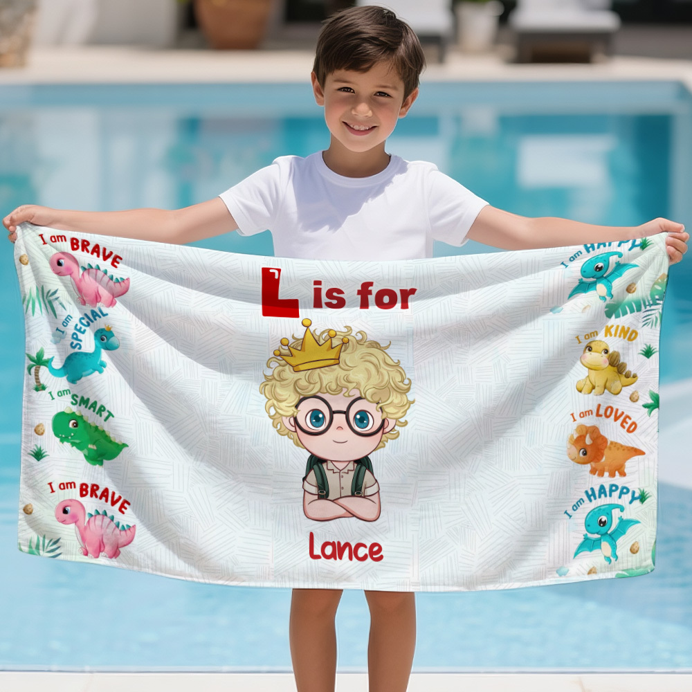 Custom Beach Towel of Dreams with Name Cartoon Summer Gift for Kid