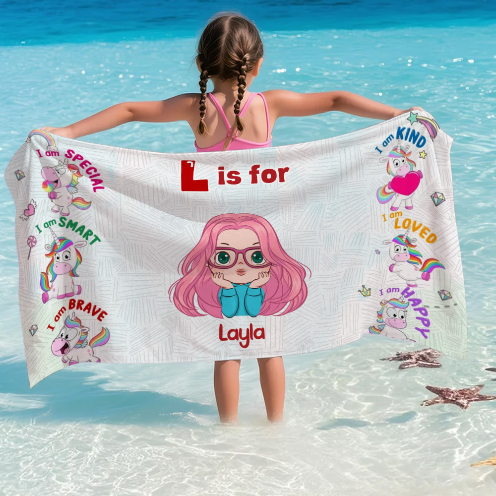Custom Beach Towel of Dreams with Name Cartoon Summer Gift for Kid