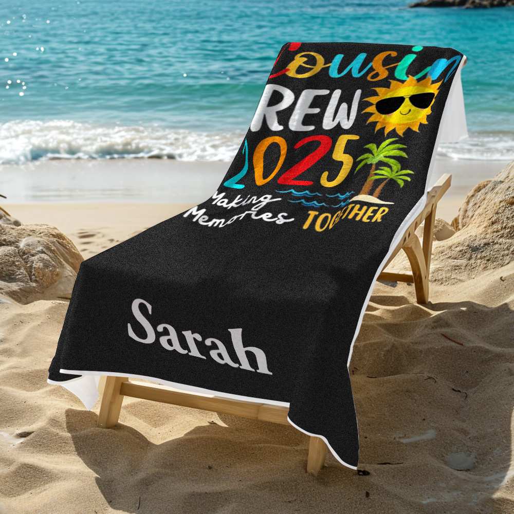 Custom Cousin Crew Beach Towel with Name Summer Beach Gift For Cousin