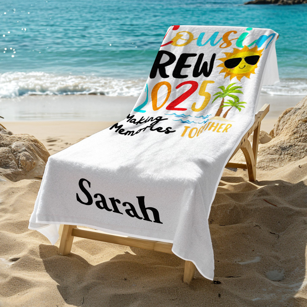 Custom Cousin Crew Beach Towel with Name Summer Beach Gift For Cousin