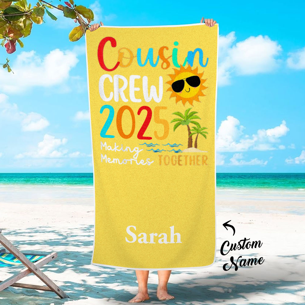 Custom Cousin Crew Beach Towel with Name Summer Beach Gift For Cousin