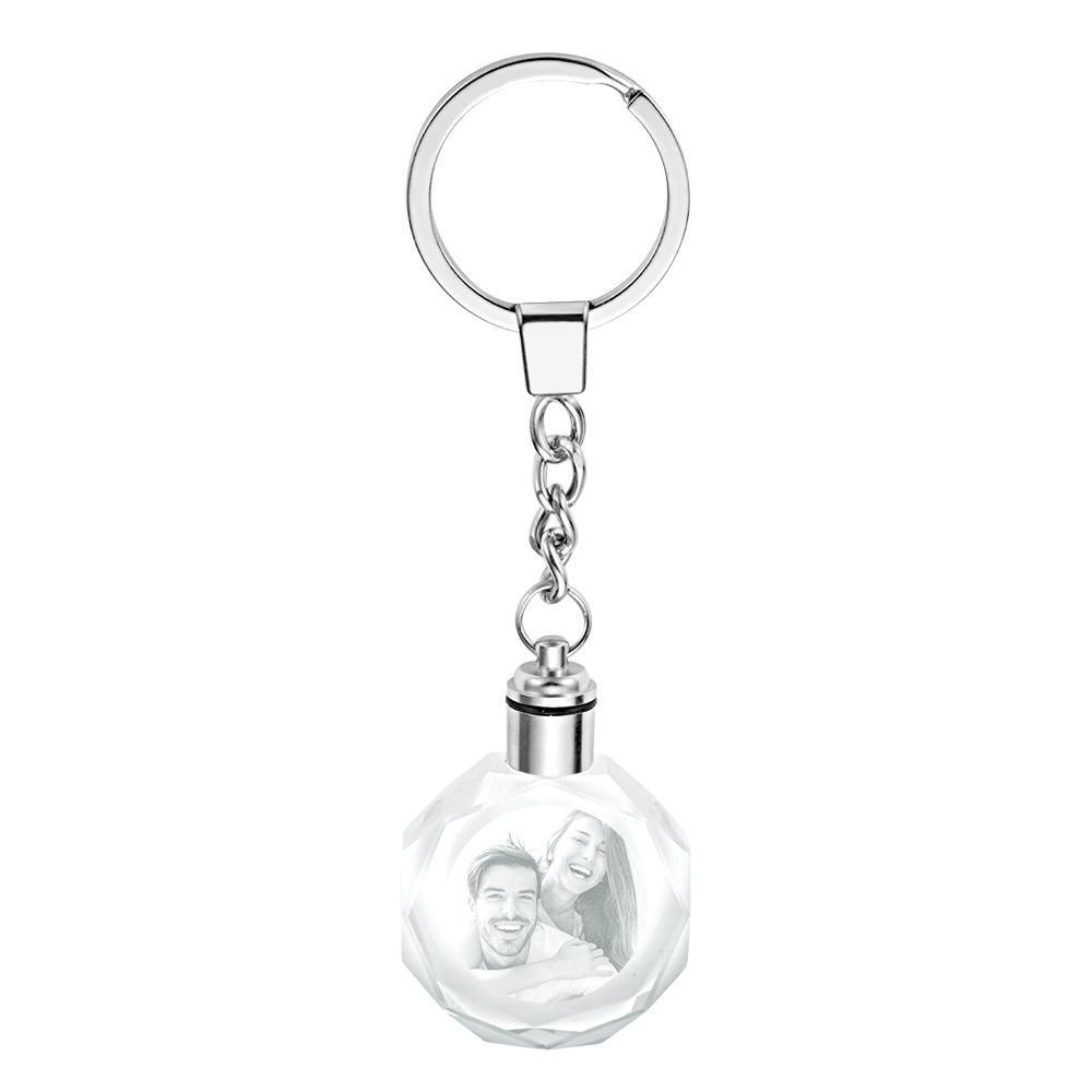Custom Crystal Couple Photo Keychain