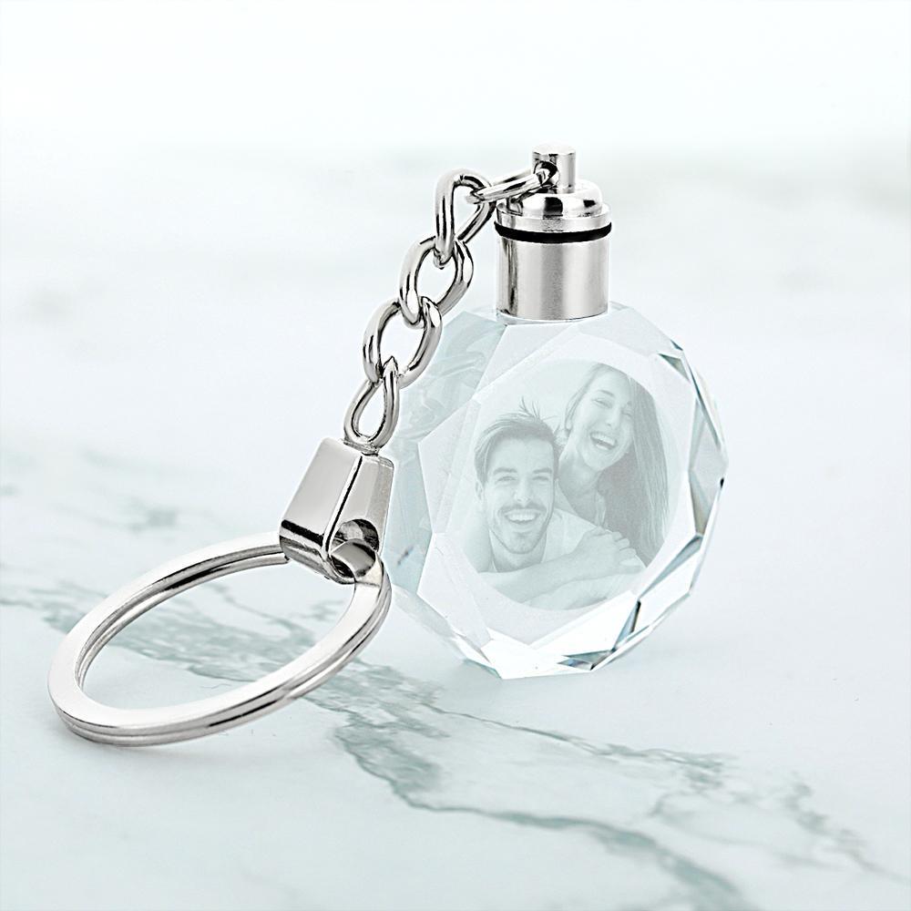 Custom Crystal Couple Photo Keychain