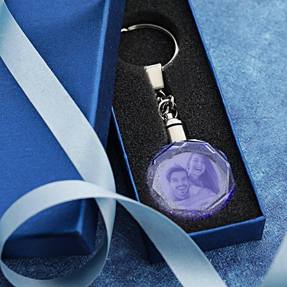 Custom Crystal Couple Photo Keychain