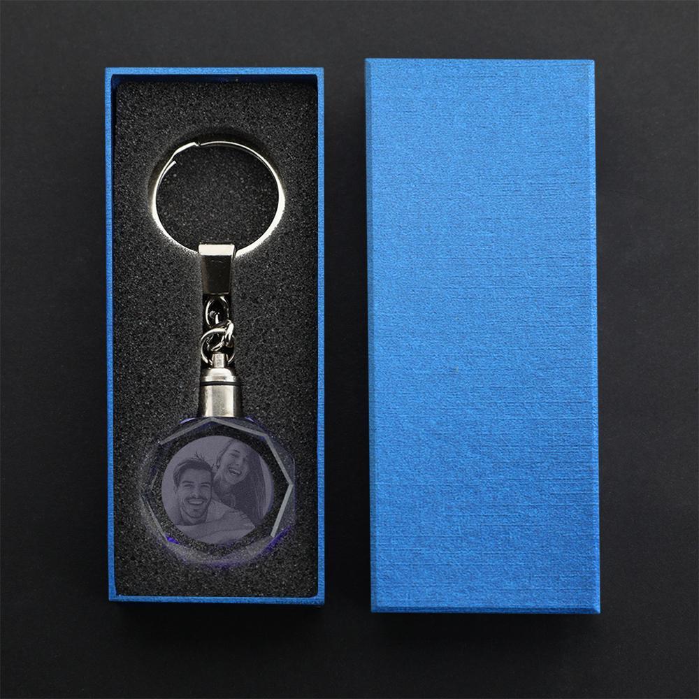 Custom Crystal Couple Photo Keychain
