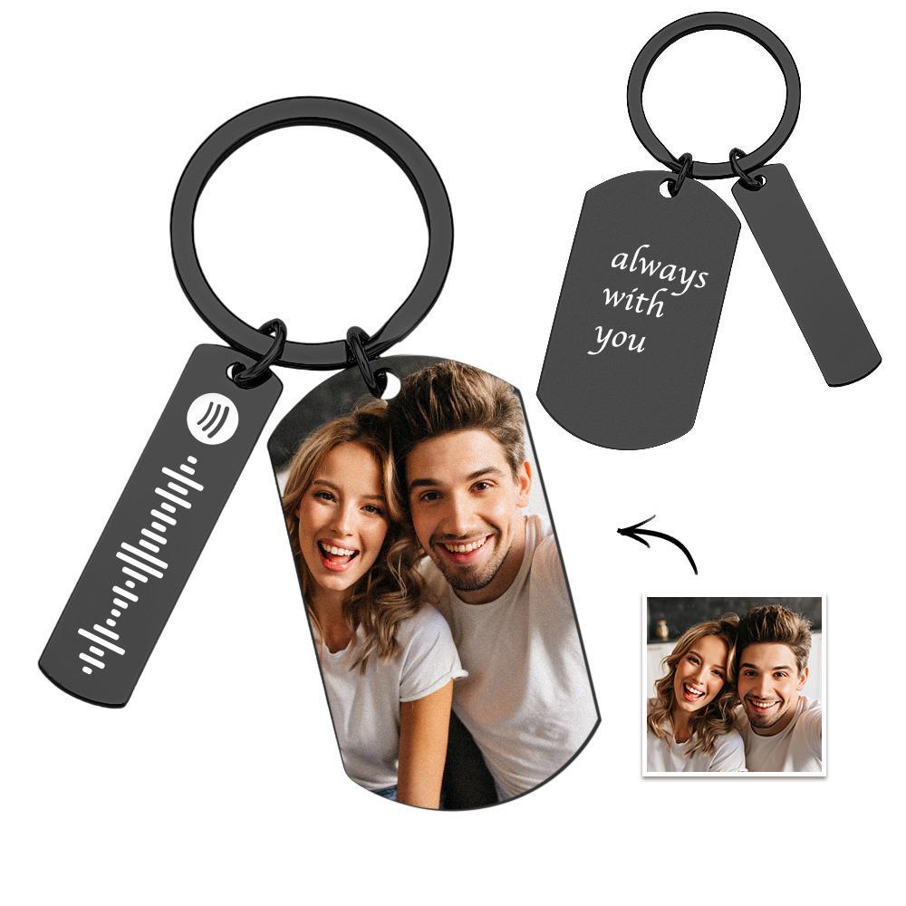 Custom Scannable Spotify Code Keychains Photo Engraved Creative Metal Gifts - Get Photo Blanket