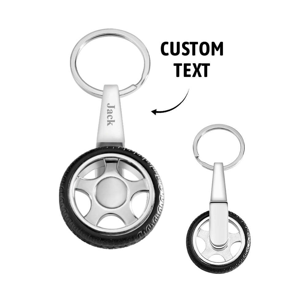 Custom Name Spinning Tire Keychain Gifts for Him - Get Photo Blanket