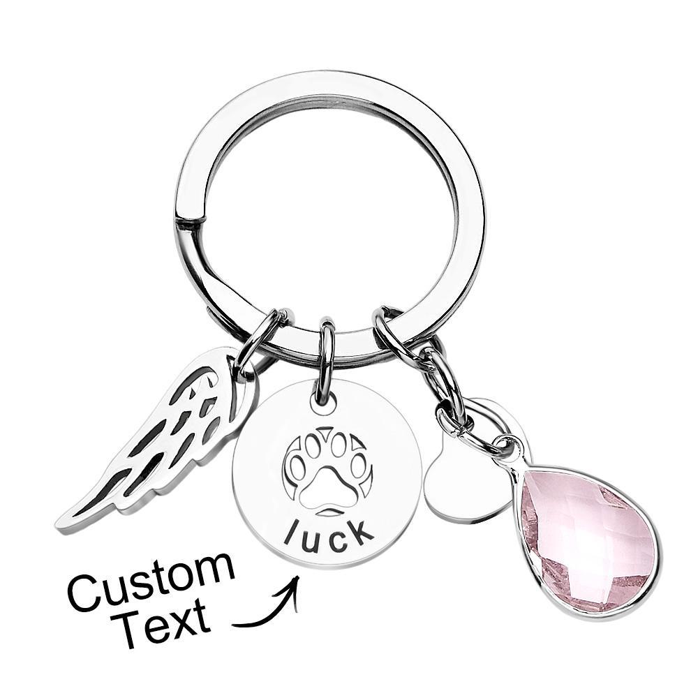 Custom Engraved Birthstone Keychain Memorial Gift for Pet Lover - Get Photo Blanket